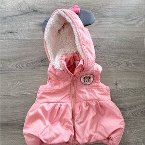 Disney Pink Hooded Toddler Vest with Minnie Ears